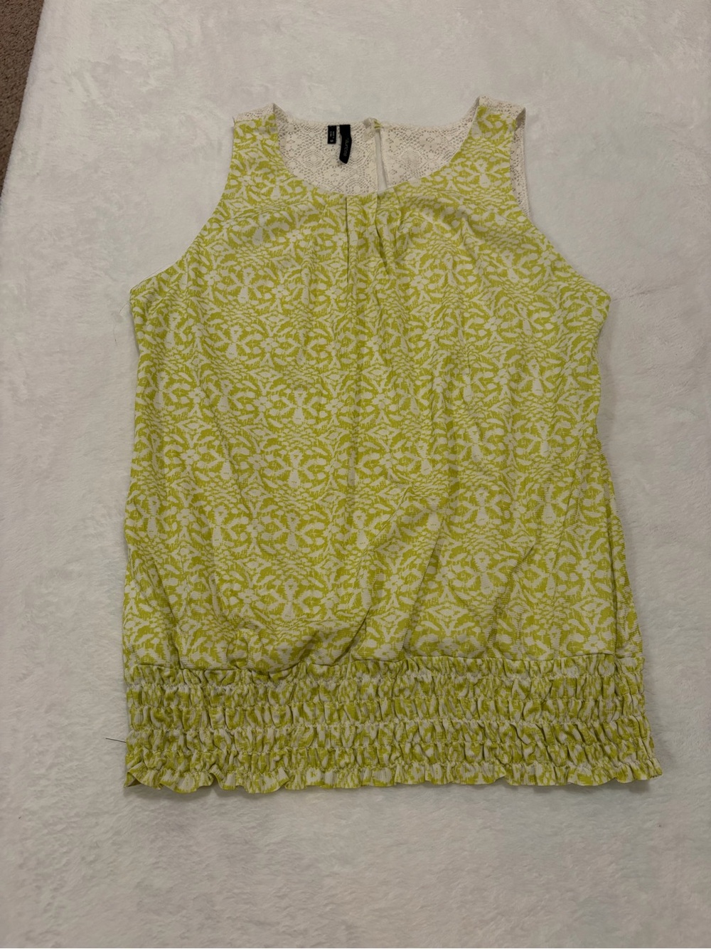 Maurices Olive Green White Patterned Sleeveless Tank Top - Medium